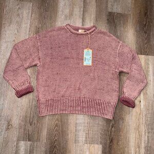 Faherty Sunwashed Cotton Roll NeckSweater Nostalgia Rose Womens Medium MSRP $188